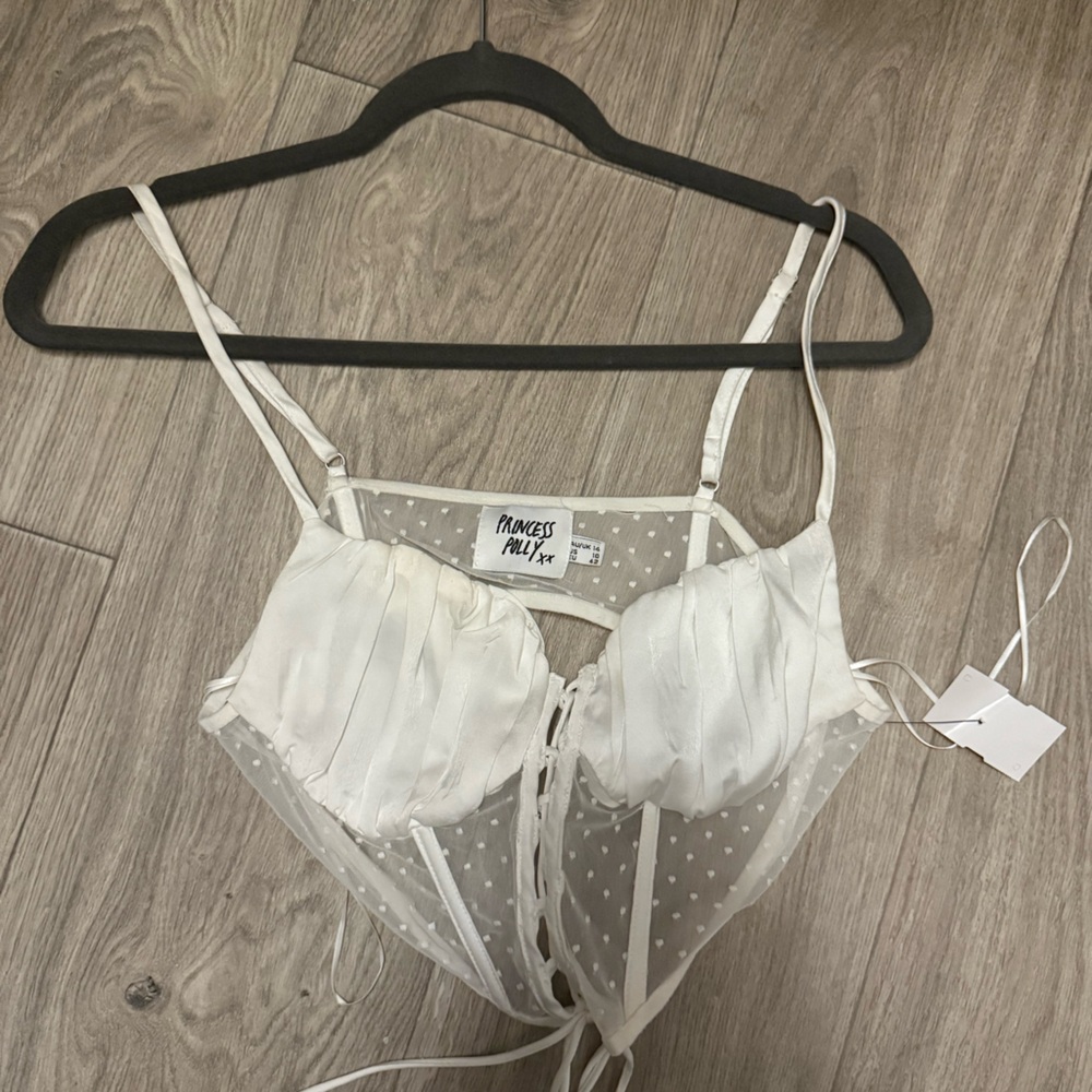 Princess polly white tie up in the back tank top